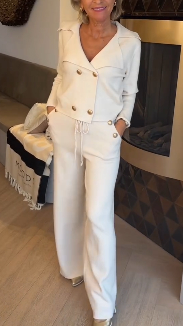 🔥Hot Sale-50% Off🔥Women Formal Lapel Double-breasted Top + Pants Temperament Chic Suit