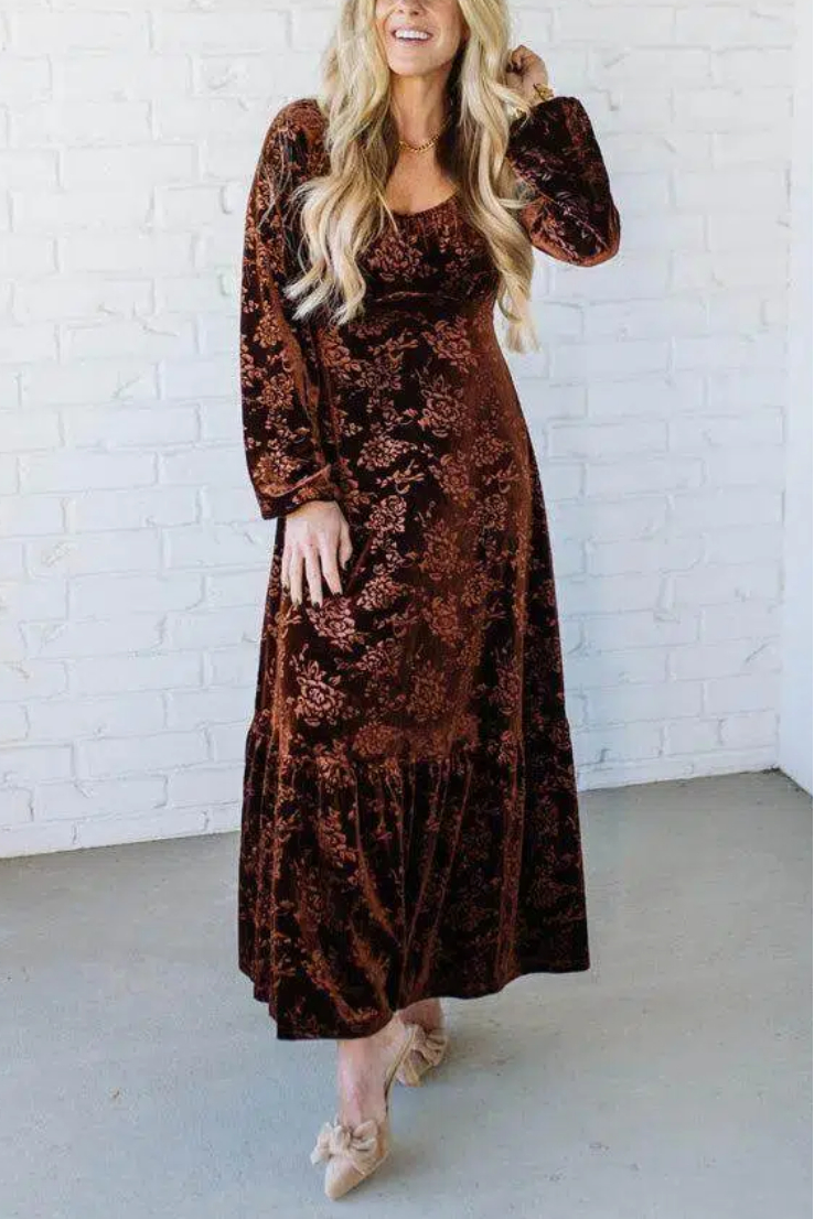 Velvet Embossed Maxi Dress