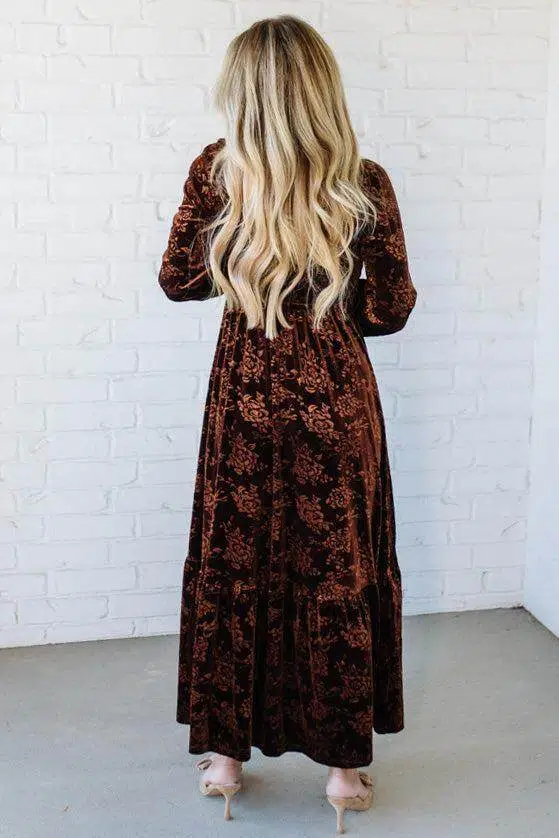 Velvet Embossed Maxi Dress
