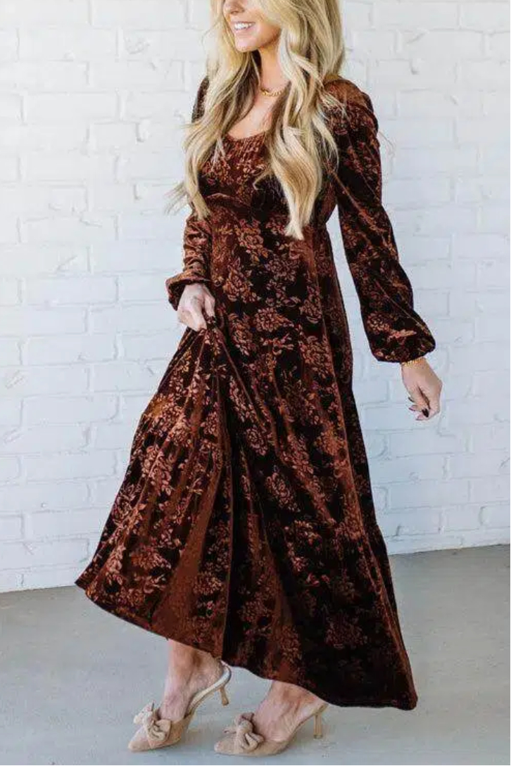 Velvet Embossed Maxi Dress