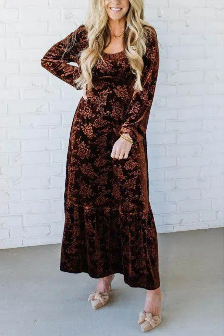 Velvet Embossed Maxi Dress