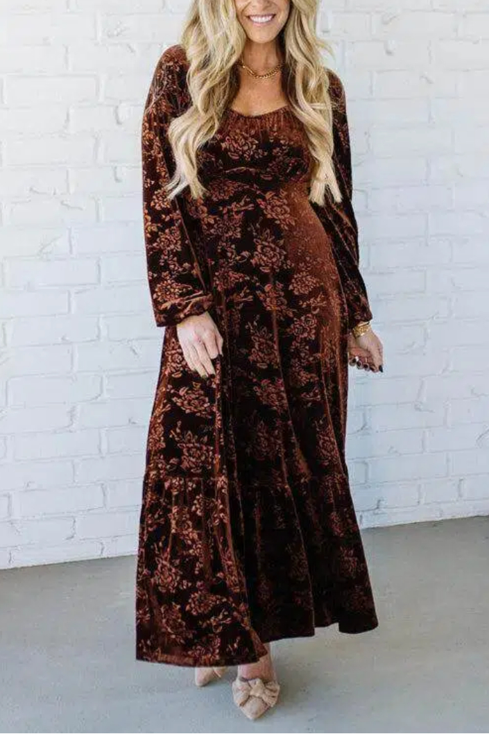 Velvet Embossed Maxi Dress