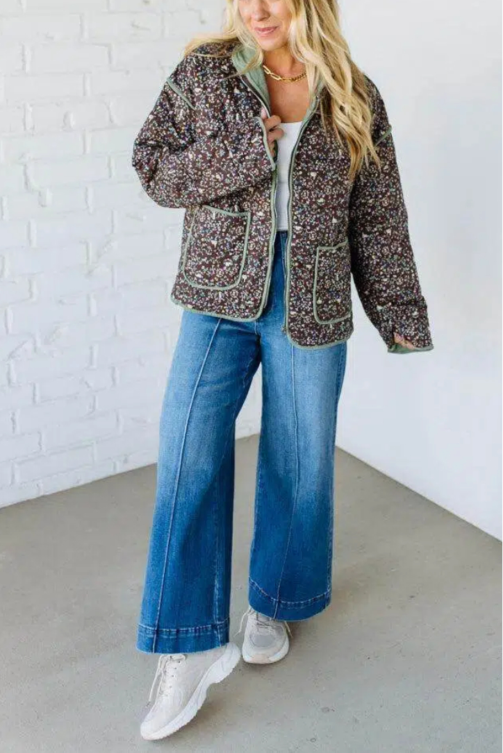 Corduroy Lined Quilted Puffer Jacket