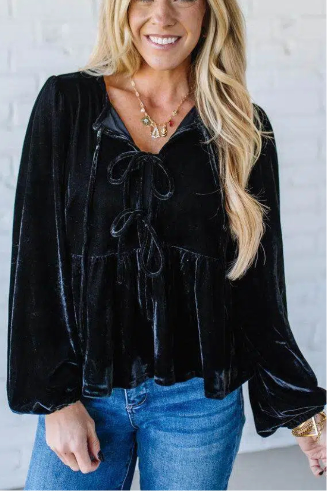 Velvet Triple Tie Top
