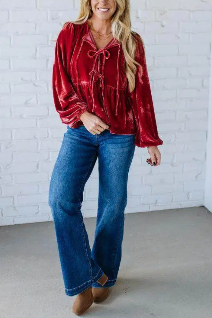 Velvet Triple Tie Top