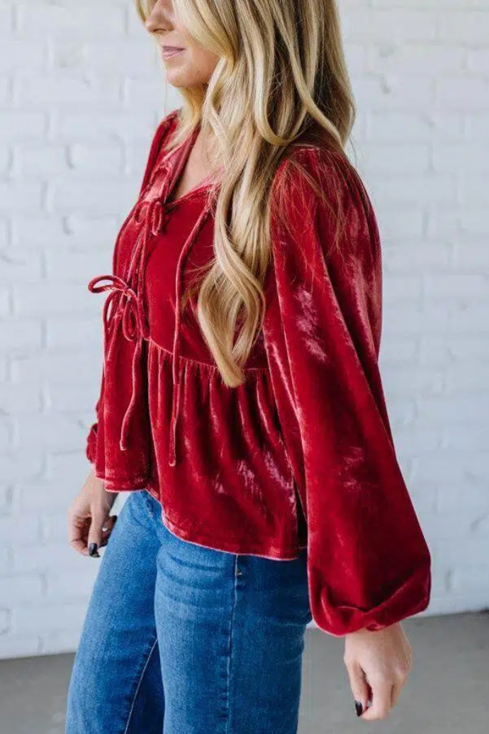 Velvet Triple Tie Top