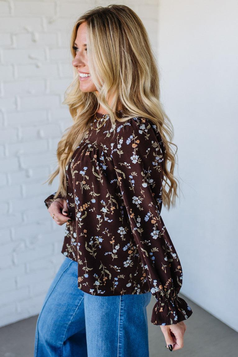 Antiqued Babydoll Floral Top