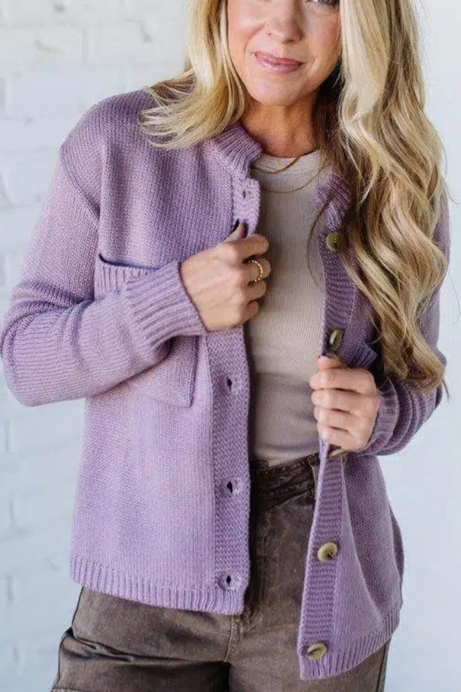 Eva Button Front Notched Sweater