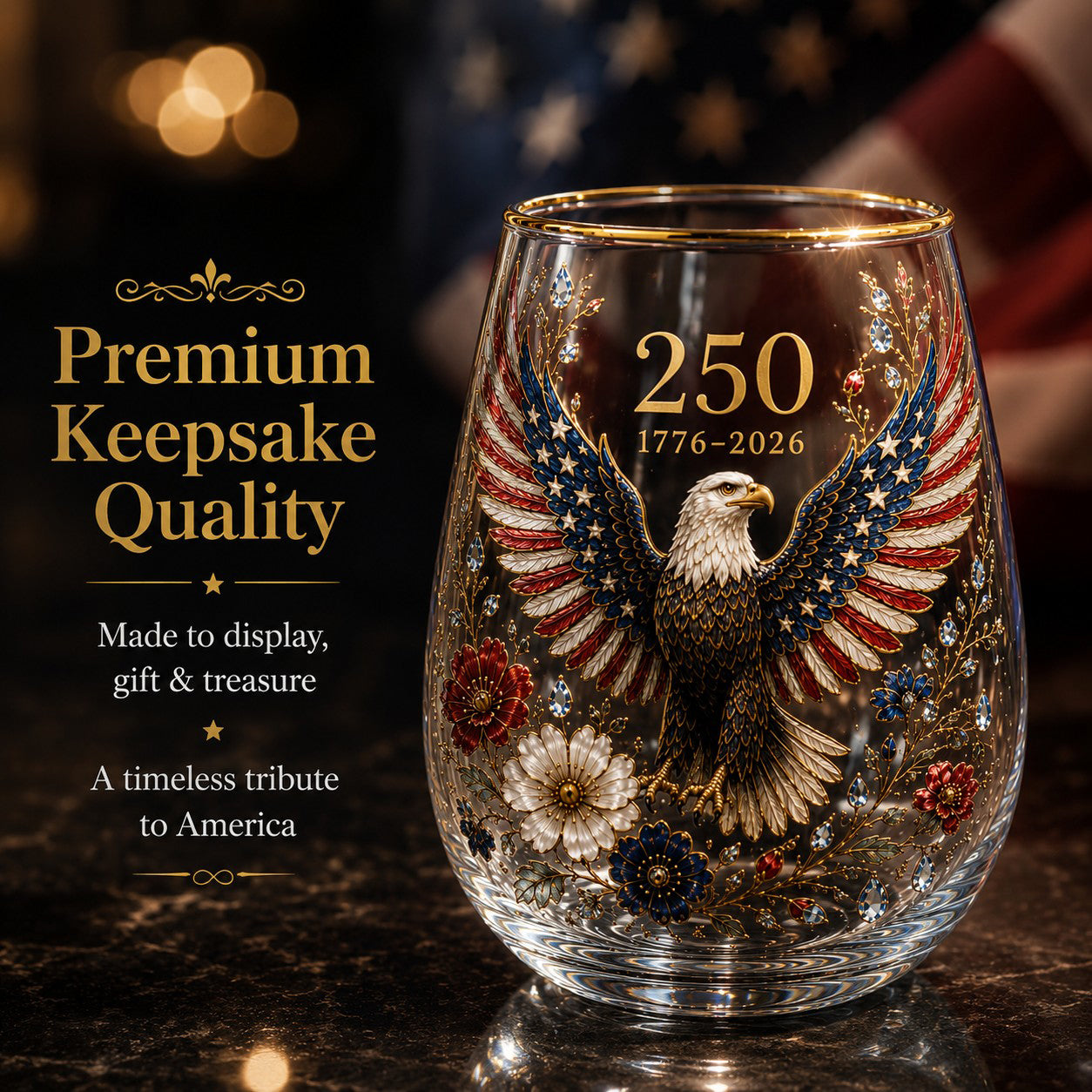 🦅America 250 Eagle Glass Tumbler