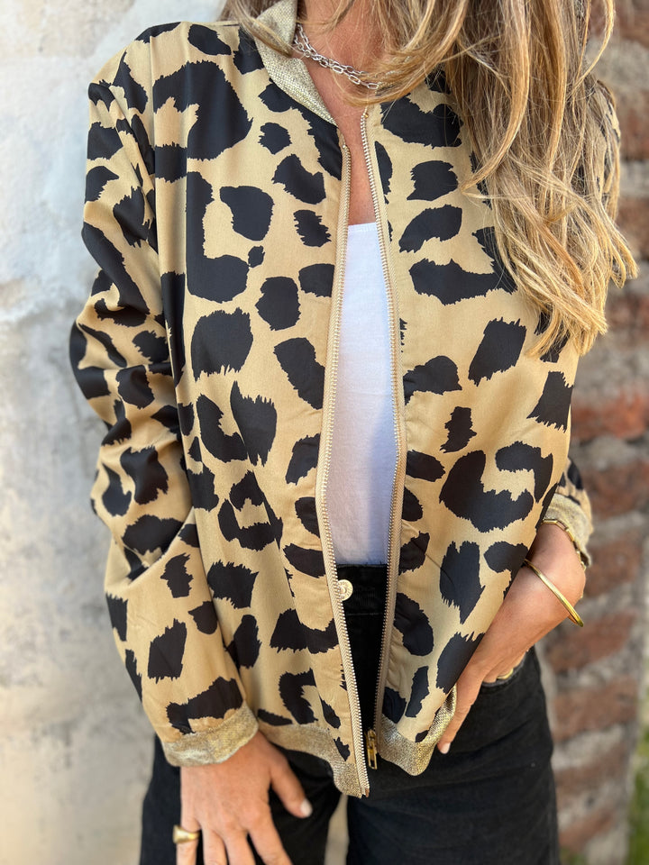 Women's Casual Print Zip Up Long Sleeve Bomber Jacket