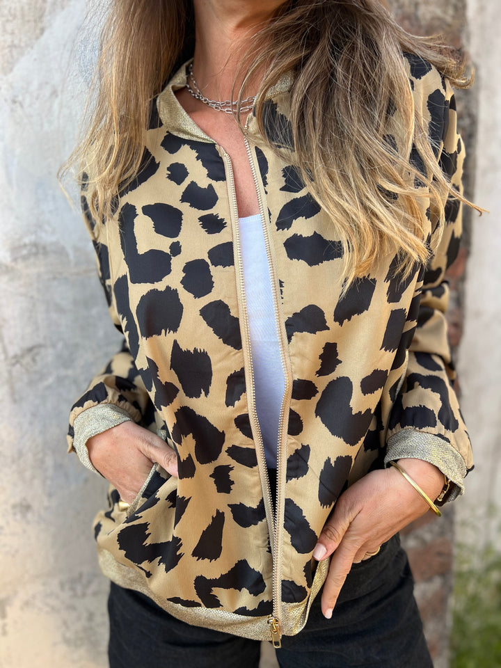 Women's Casual Print Zip Up Long Sleeve Bomber Jacket
