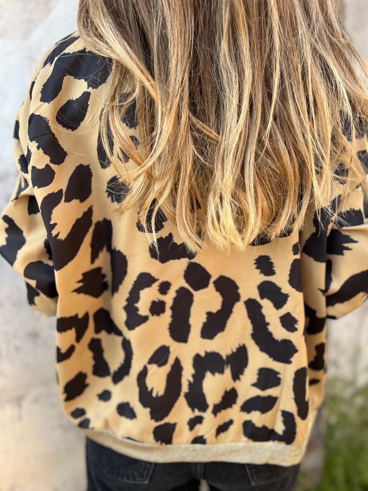Women's Casual Print Zip Up Long Sleeve Bomber Jacket