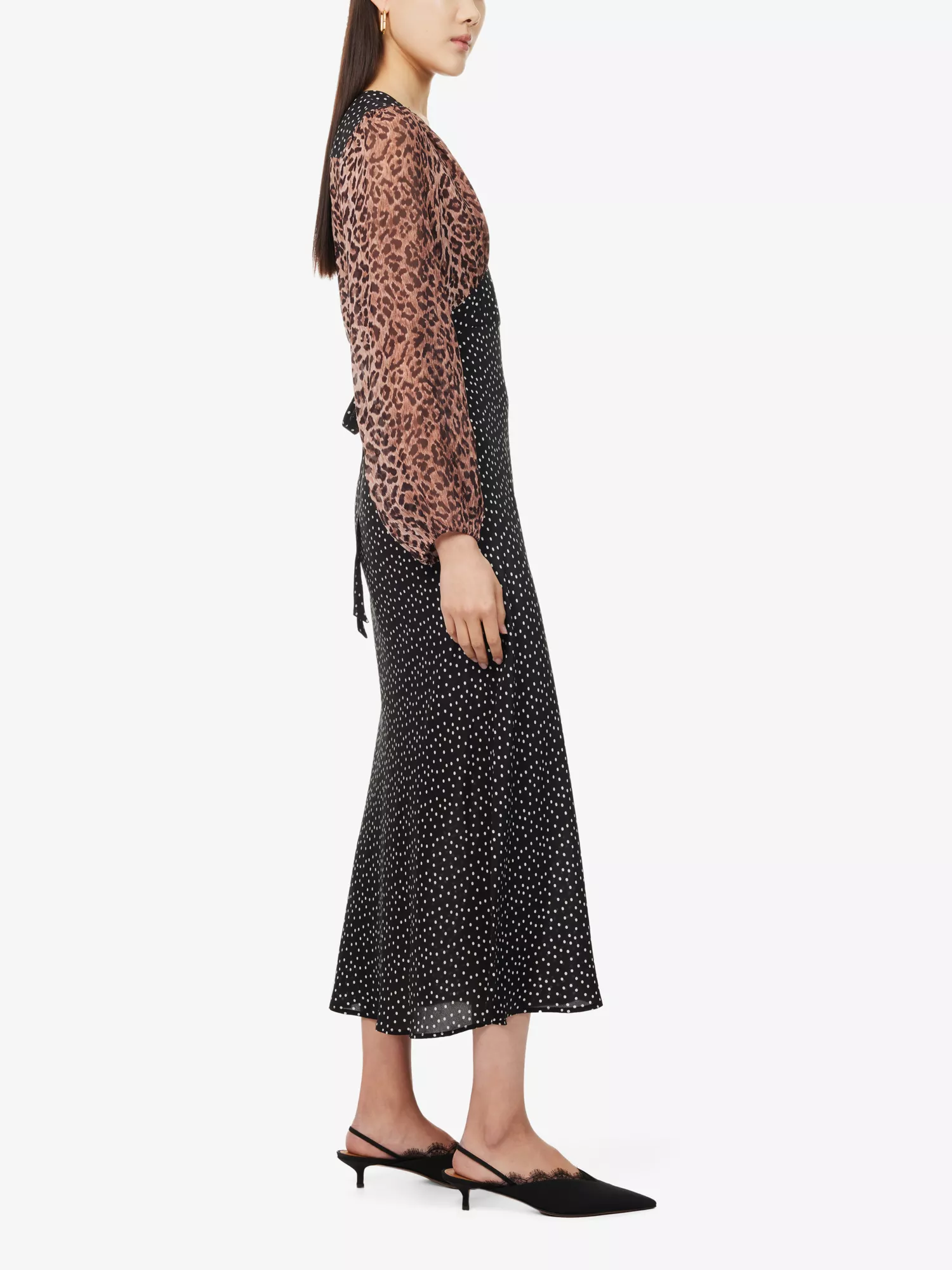 V-neck Leopard Print Long-sleeved Dress