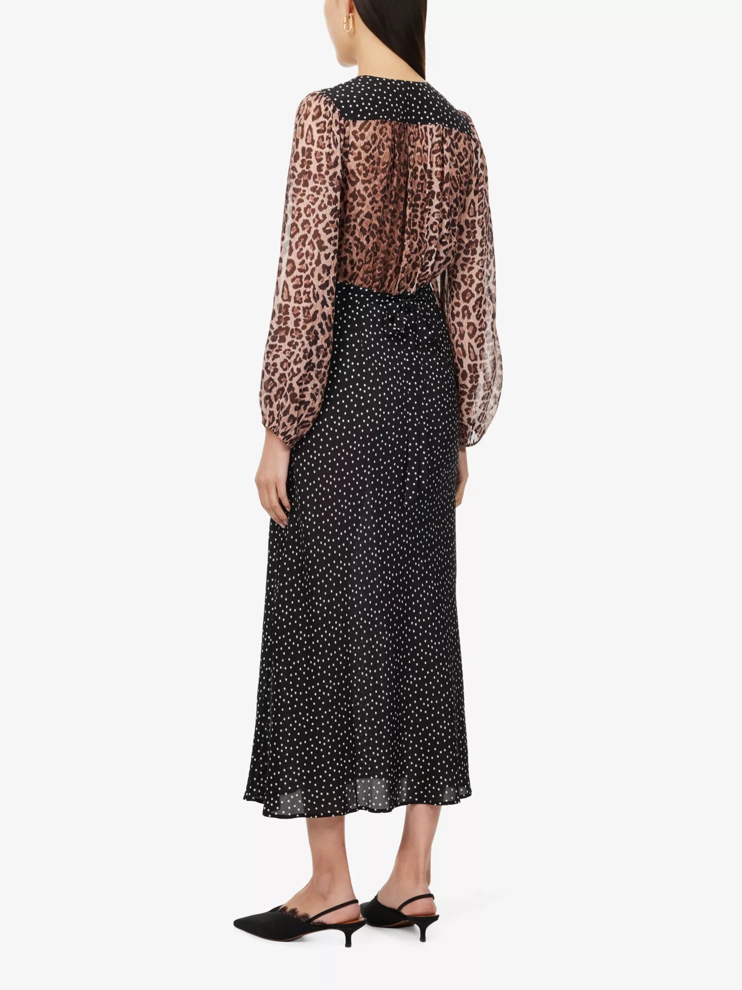 V-neck Leopard Print Long-sleeved Dress