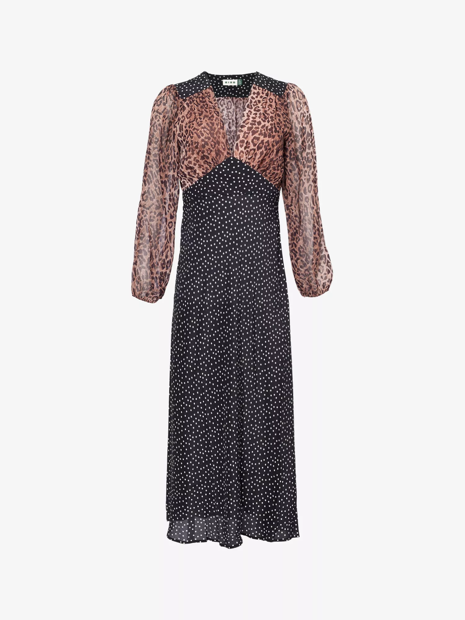V-neck Leopard Print Long-sleeved Dress