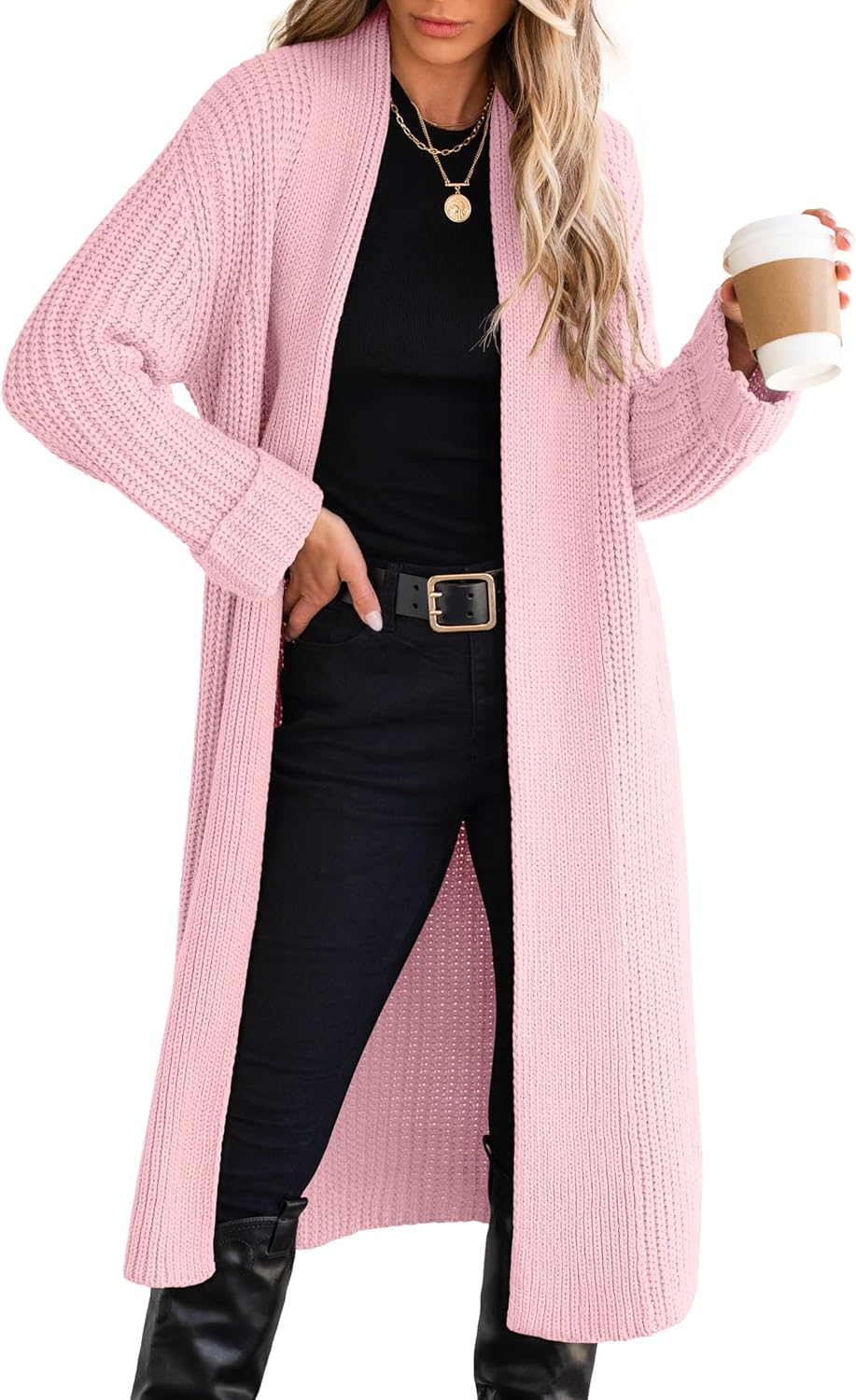 Knitted cardigan long coat