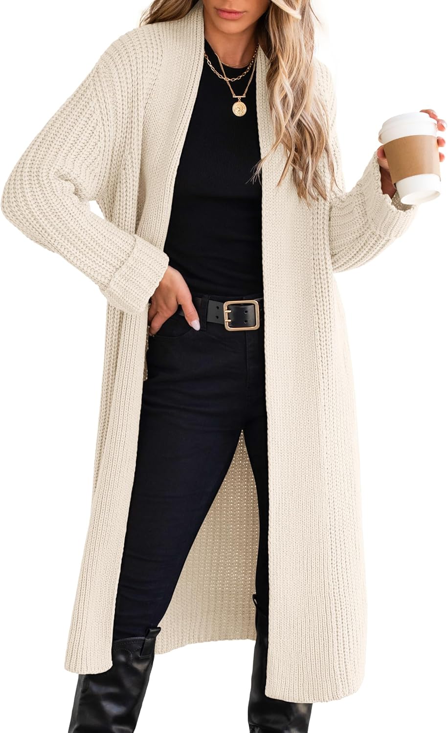 Knitted cardigan long coat