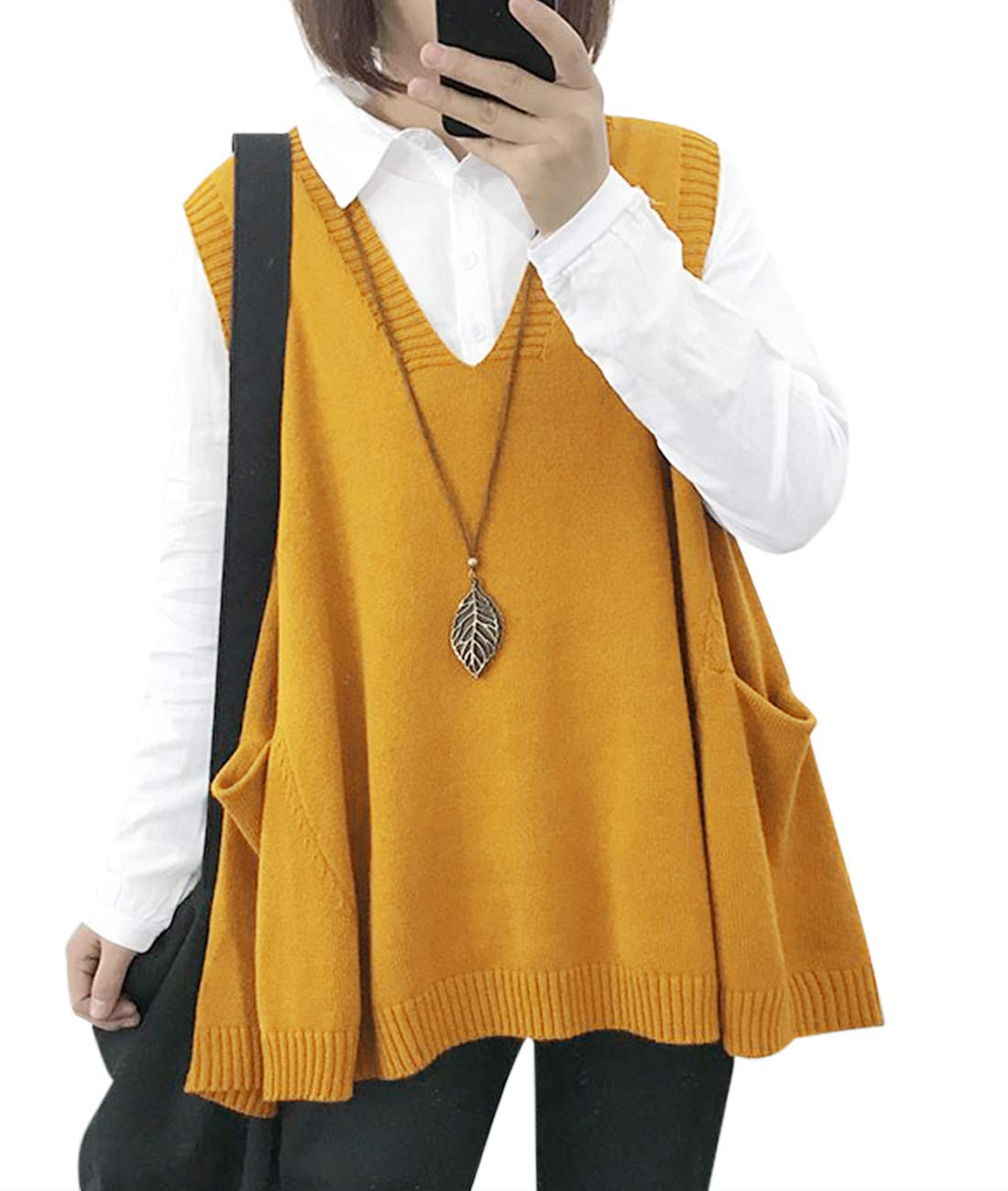 2024 New Women's Loose Swing Cute Oversized Knit Sweater Vest (Buy 2 Free Shipping)