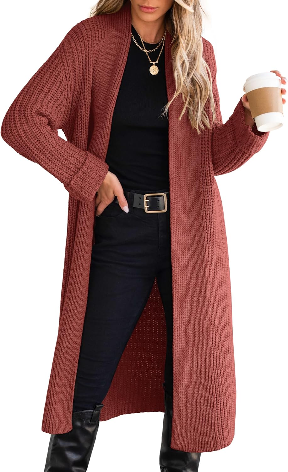 Knitted cardigan long coat