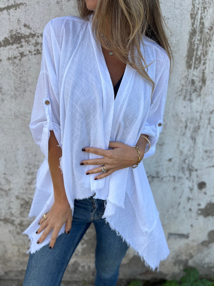 Rustic white frayed cover
