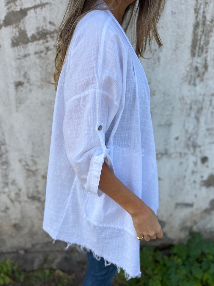 Rustic white frayed cover