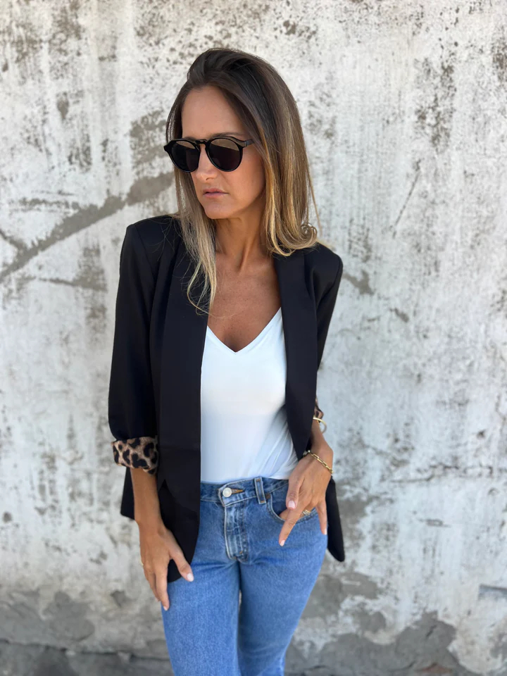 Casual Laple Leopard Print Jackets Blazer