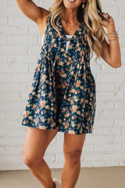 Vintage Rose Pintucked Shortalls