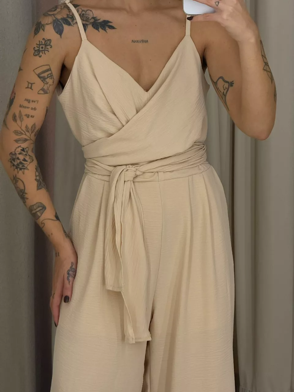 V-Neck Chic and Comfortable Strappy Wrap Tie Jumpsuit