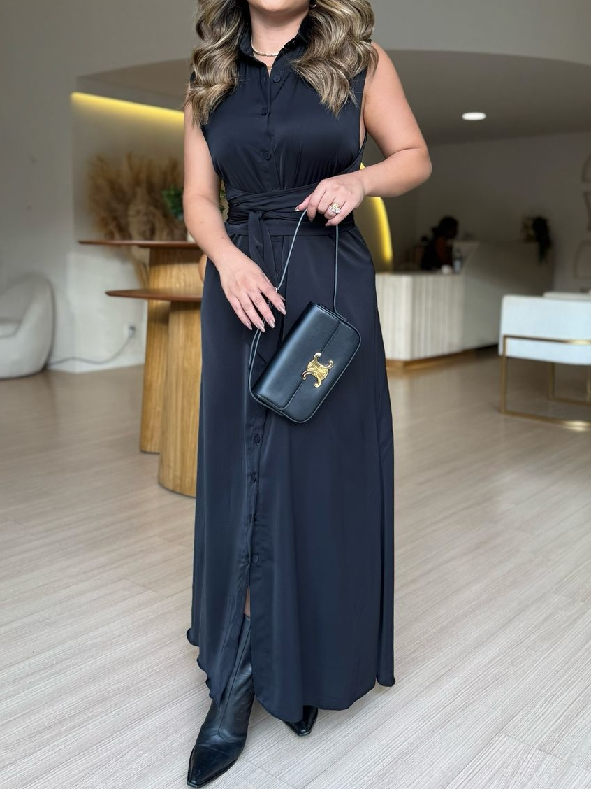 Round Neck Buttoned Sleeveless Lace-Up Petticoat