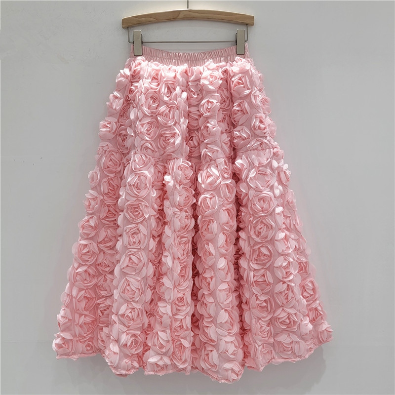 High Waist 3D Floral Skirt