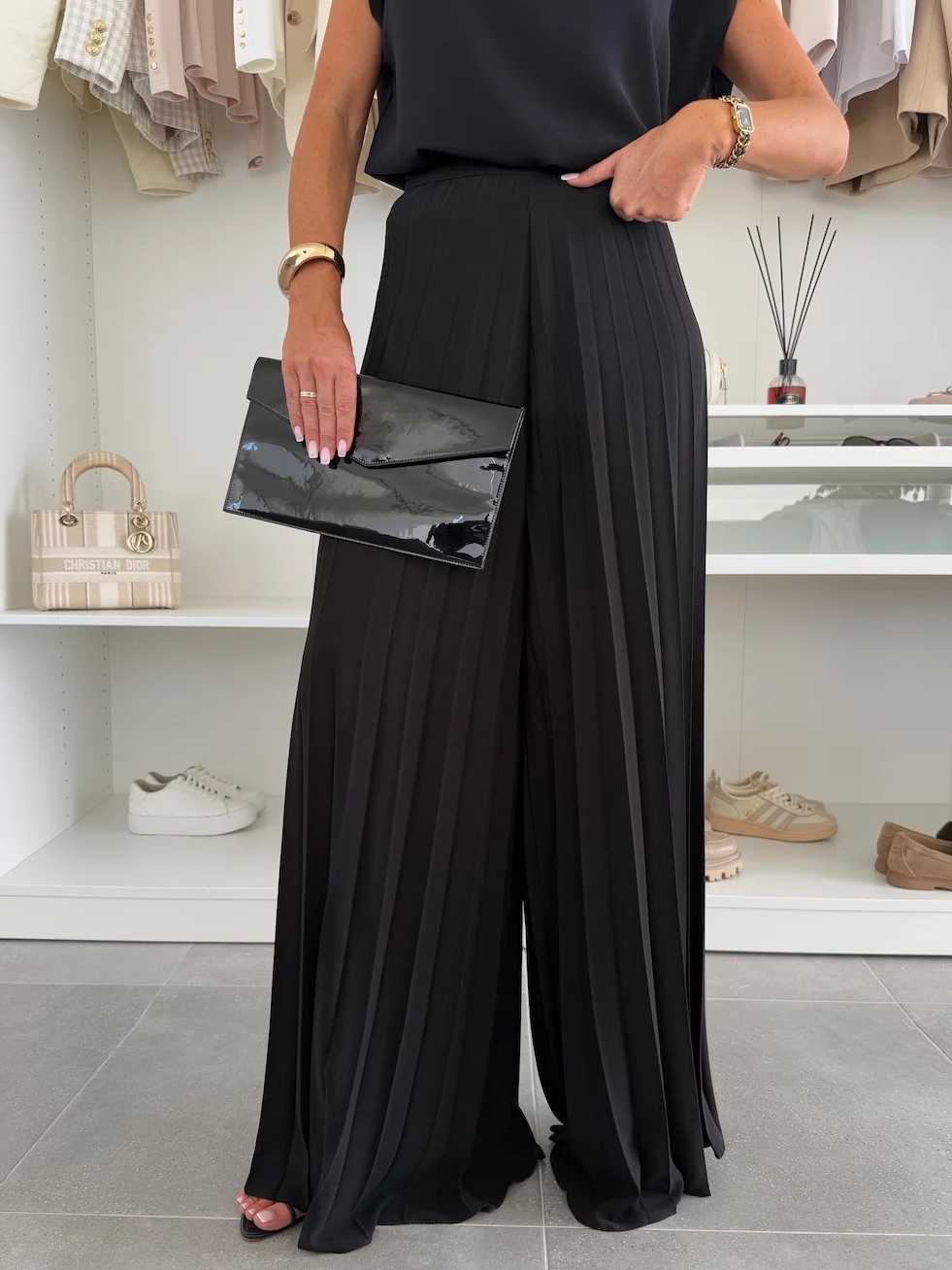 Sleeveless Top and Pleated Wide-Leg Pants