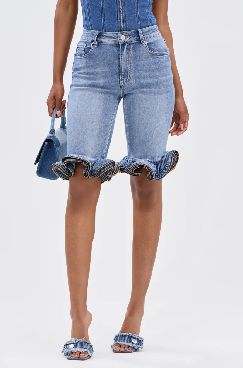 Distressed Ruffle Shorts