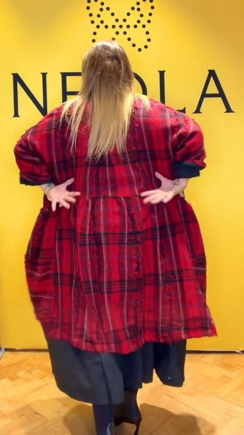 Check Draping Coat 