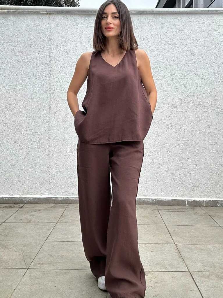 Flowy Sleeveless Top and Wide-Leg Pants Set