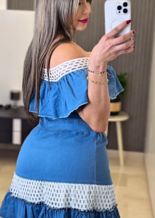 Round Neck Hollow Cake Layered Dress