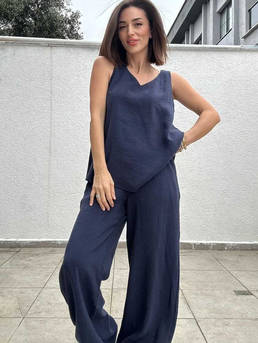 Flowy Sleeveless Top and Wide-Leg Pants Set