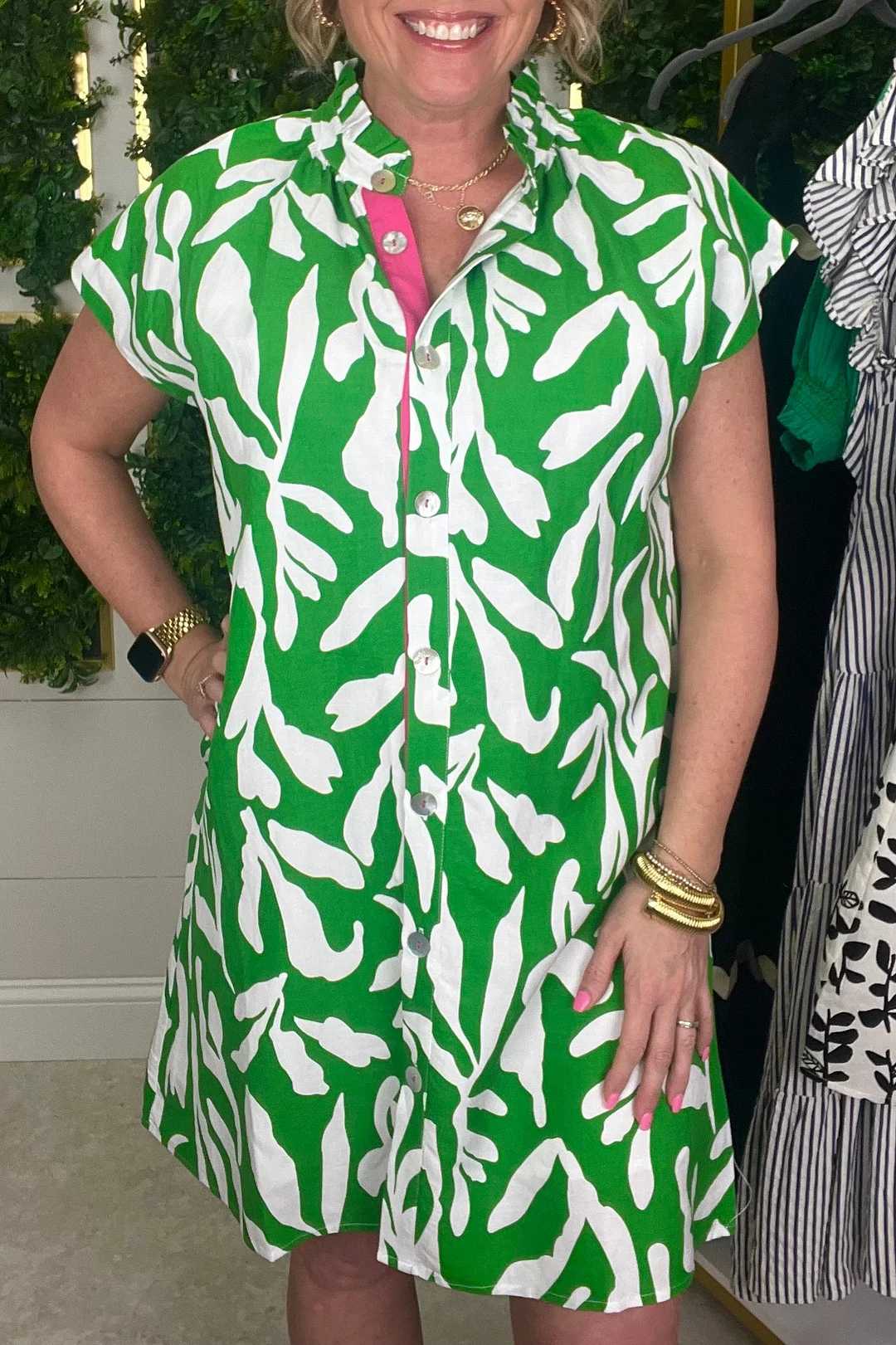 Navy Abstract Floral Dress