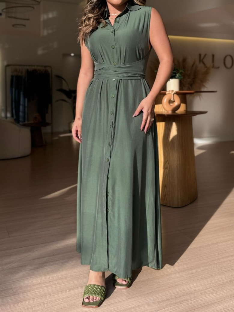 Round Neck Buttoned Sleeveless Lace-Up Petticoat