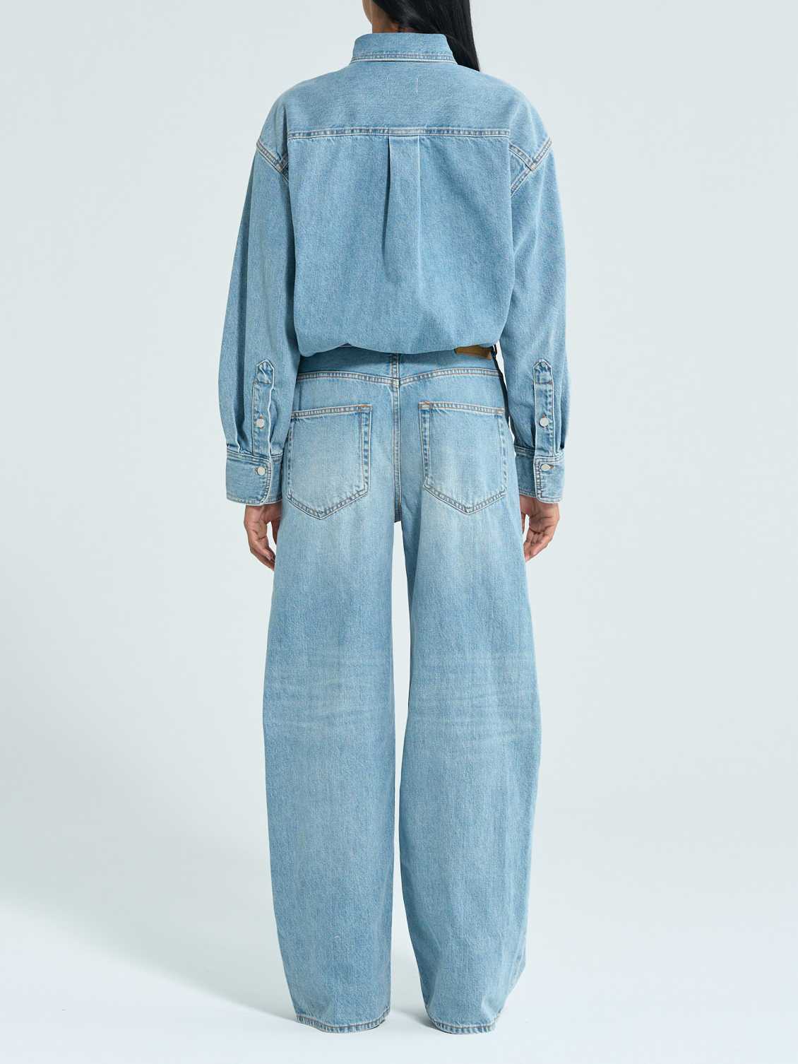 Relaxed Fit Light Wash Denim Jumpsuit