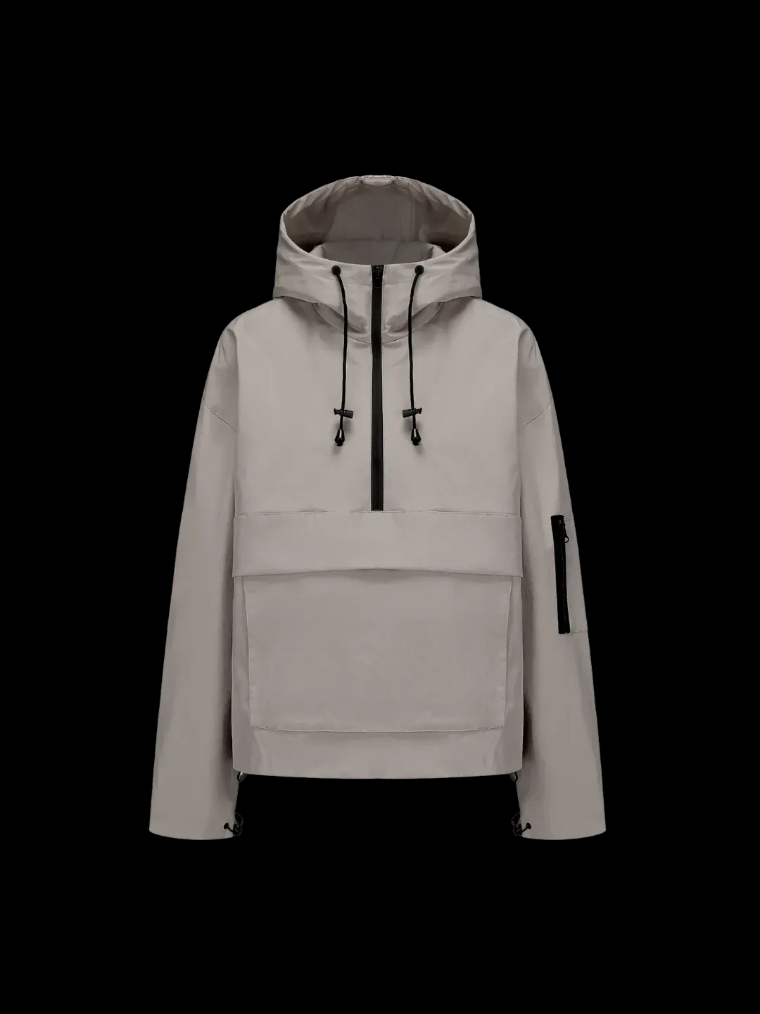 Fleece-lined Hooded Rain Jacket With Kangaroo Pocket