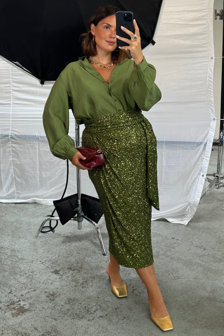Sequin Maxi & Mini Wrap Jaspre Skirt