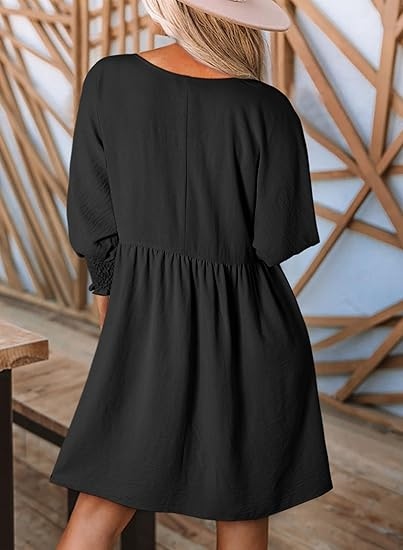 Tunic Casual Loose Crew Neck Flowy Swing lini Shift Dresses