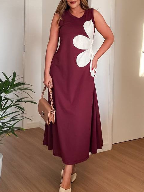Sleeveless printed A-line maxi dress