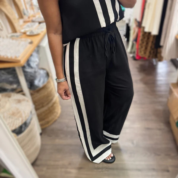 Black & White Contrast Top & Pant Set