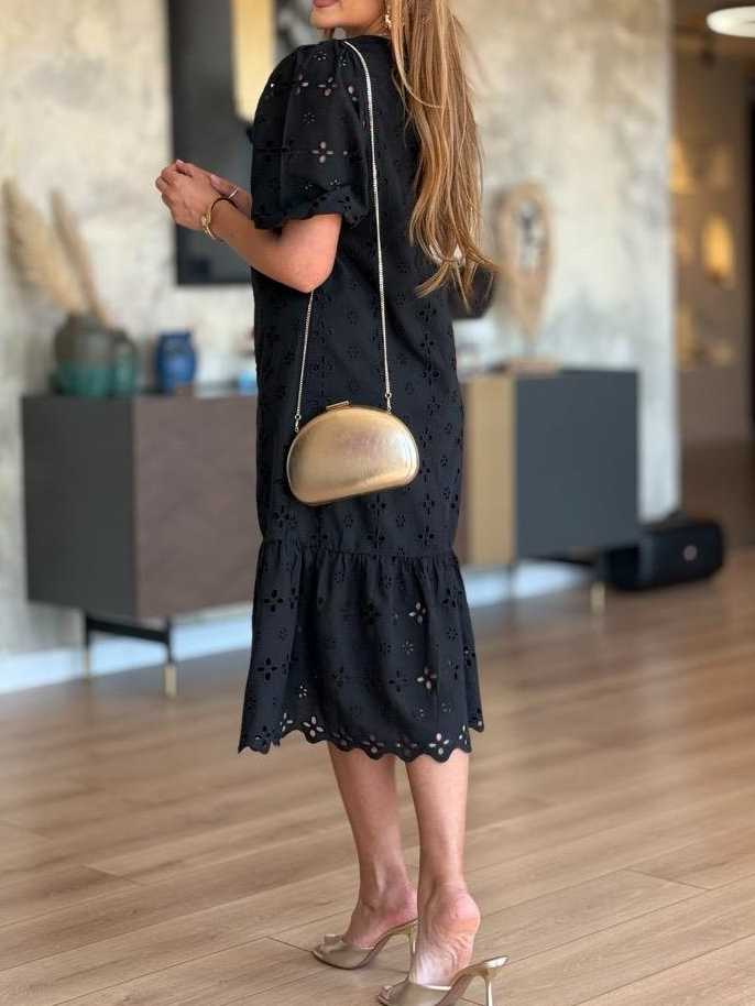 Button Front Lined Lace Dress