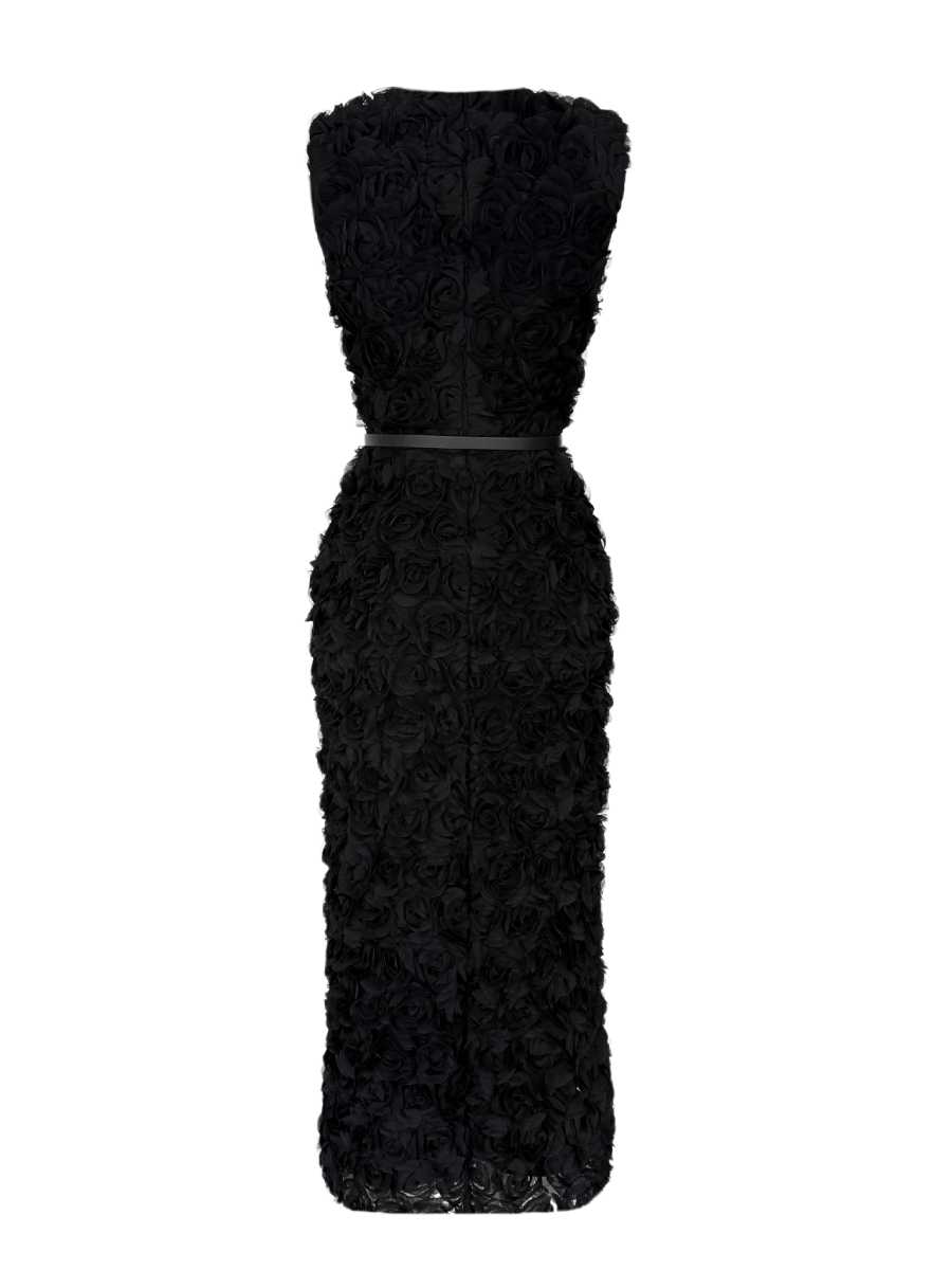 Sleeveless Rose Embellished Maxi Dress