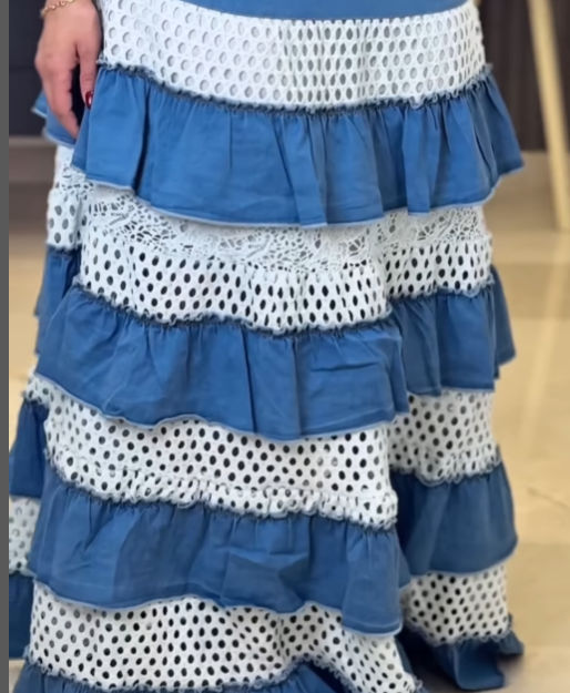Round Neck Hollow Cake Layered Dress