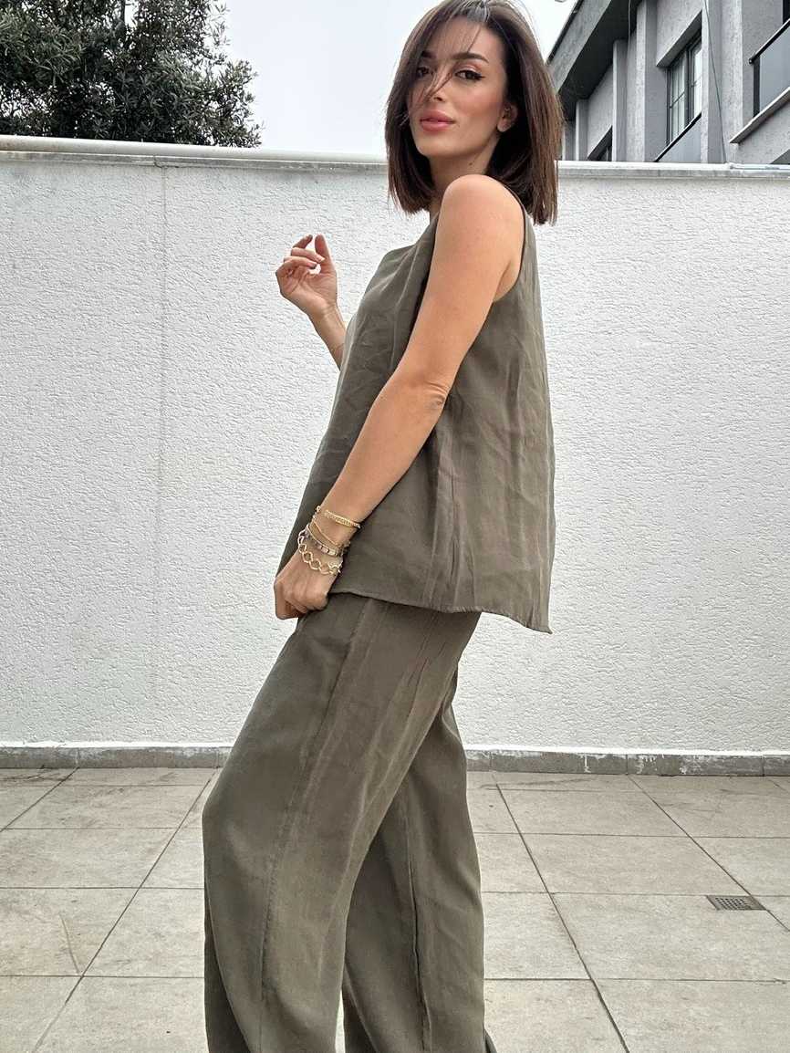 Flowy Sleeveless Top and Wide-Leg Pants Set