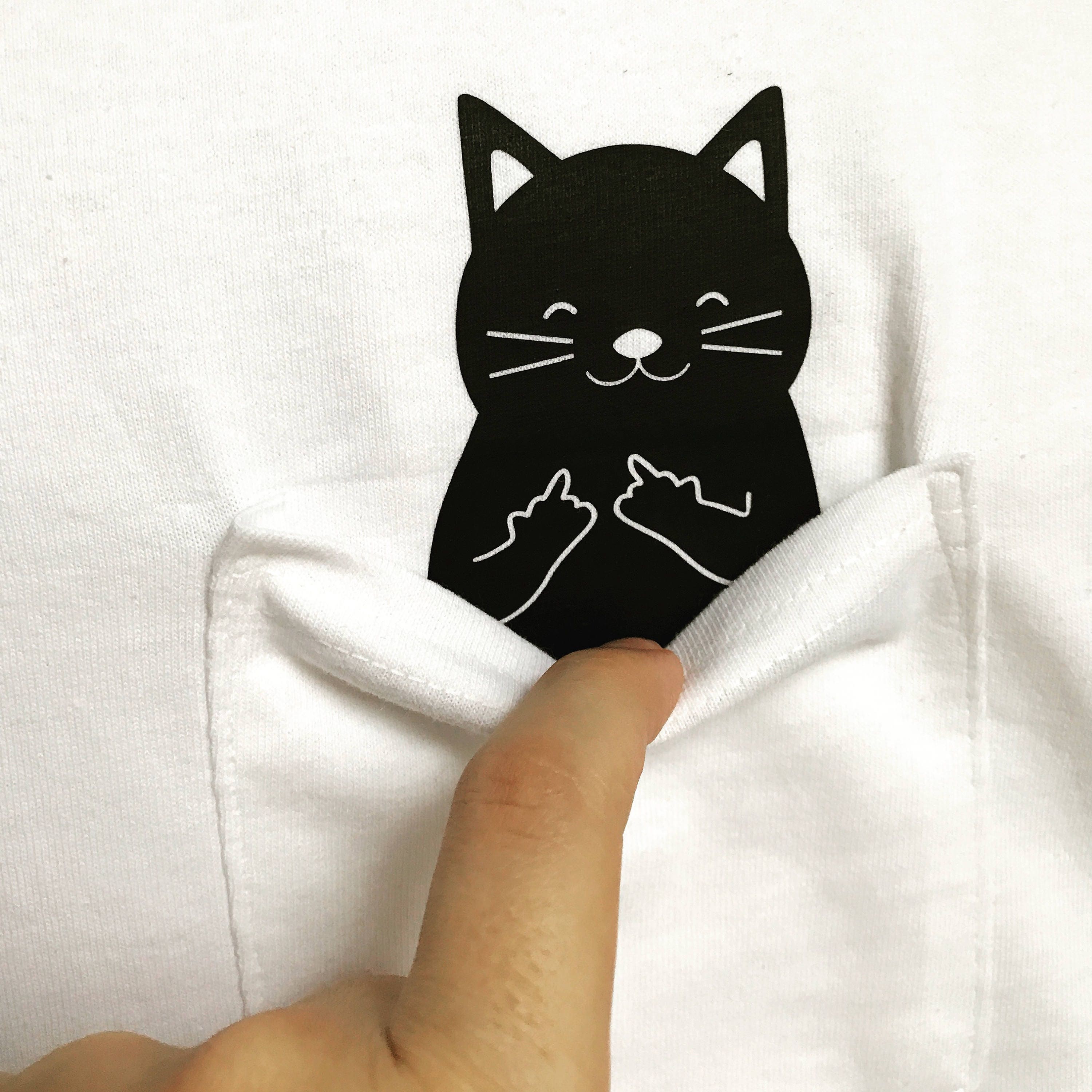 Funny Pocket Cat Middle Finger Fashion Gift Unisex T-shirt