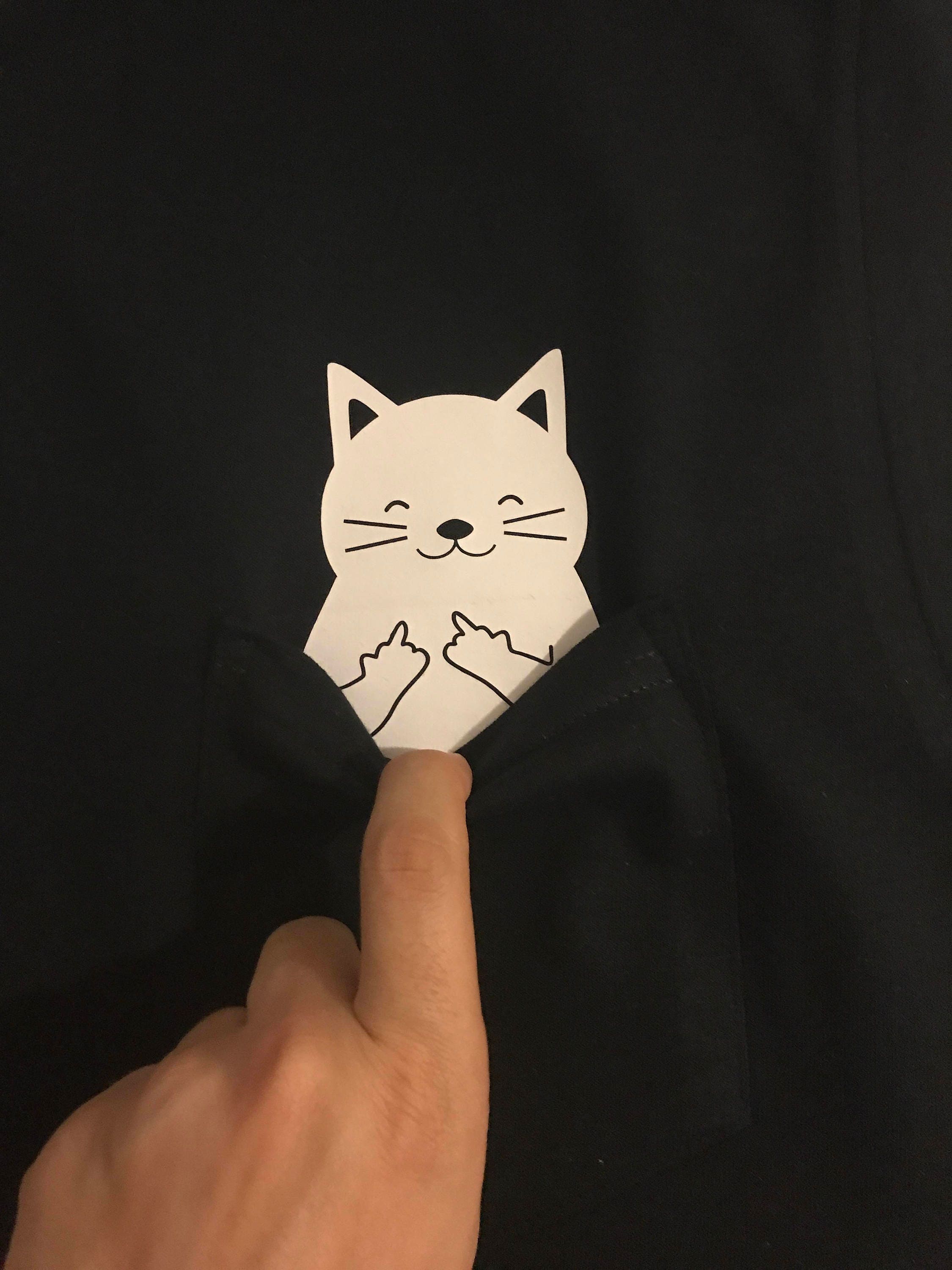 Funny Pocket Cat Middle Finger Fashion Gift Unisex T-shirt